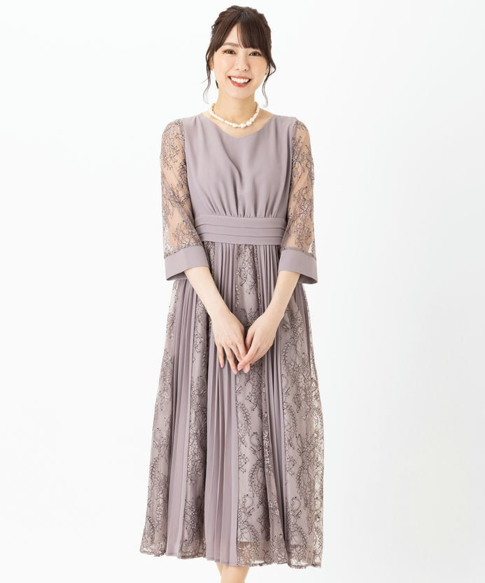 Dorry Doll ドリードール プリーツ×レース 7分袖ドレス その他 x