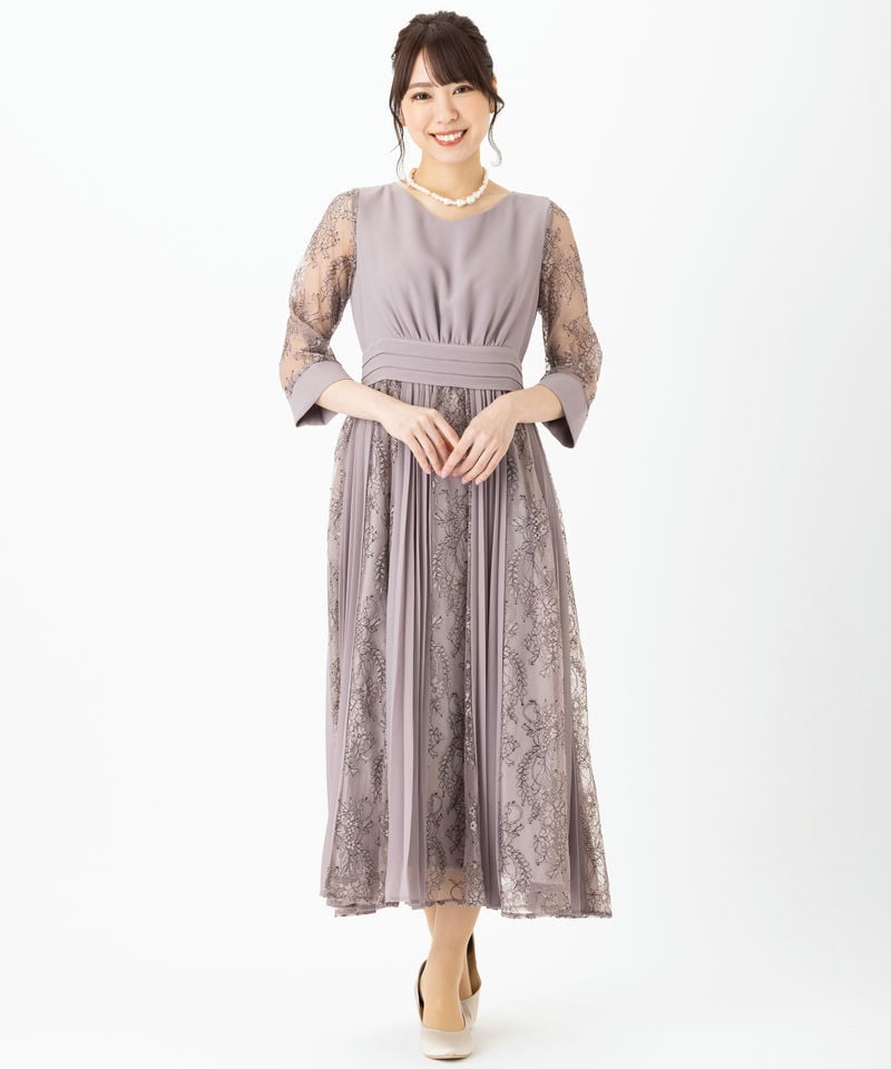 Dorry Doll ドリードール プリーツ×レース 7分袖ドレス その他 x