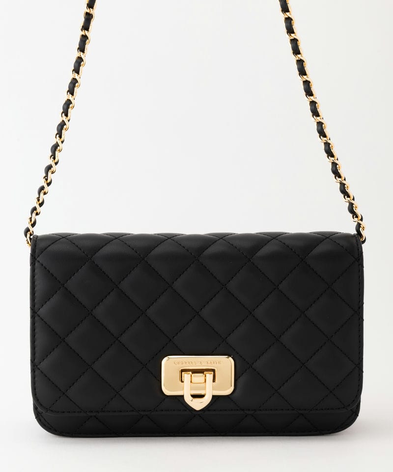 チャールズアンドキース　キルティングショルダーバッグ CHARLES & KEITH◇キルティング 2WAY バケットバッグ◇送料込
