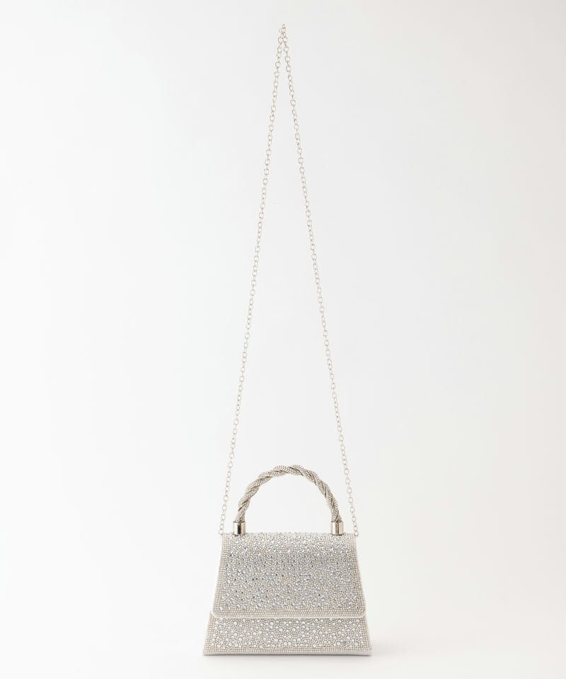 る*う様 NKNITT シルバー パーティーバッグ ビジューアクセントのパーティーバッグ ・シルバー｜東京ソワール