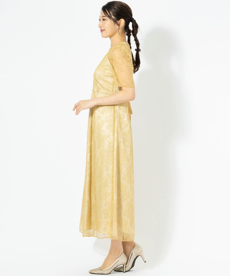 kaene カエン マオカラーレースドレス イエロー系 | 結婚式パーティー