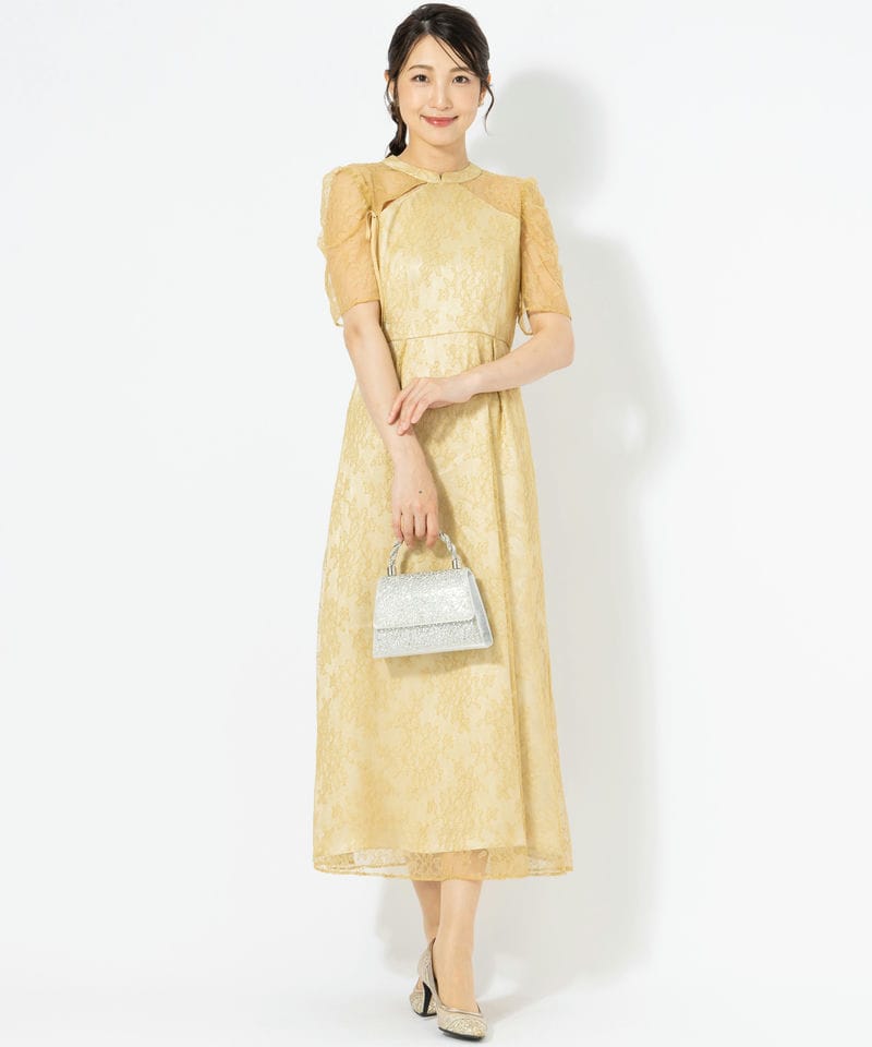 kaene カエン マオカラーレースドレス イエロー系 | 結婚式パーティー