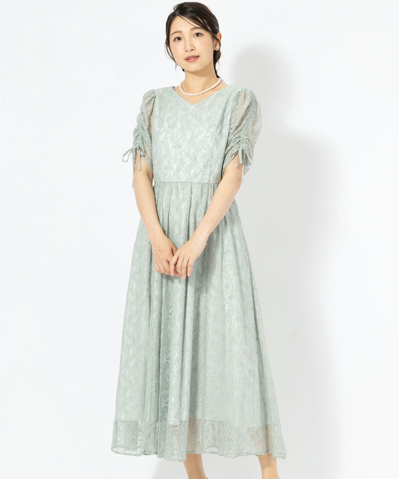 Aimer エメ グリッターチュールフロントギャザーレースアップドレス