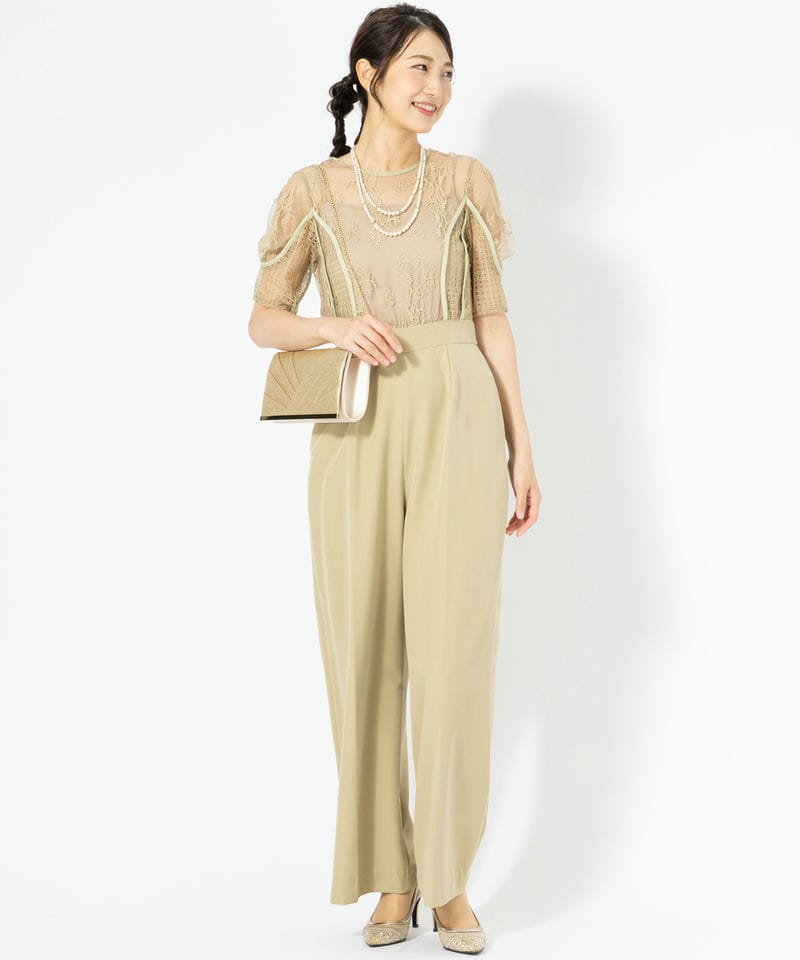 LAGUNAMOON ラグナムーン LADYパールネックパンツドレス ブラック系