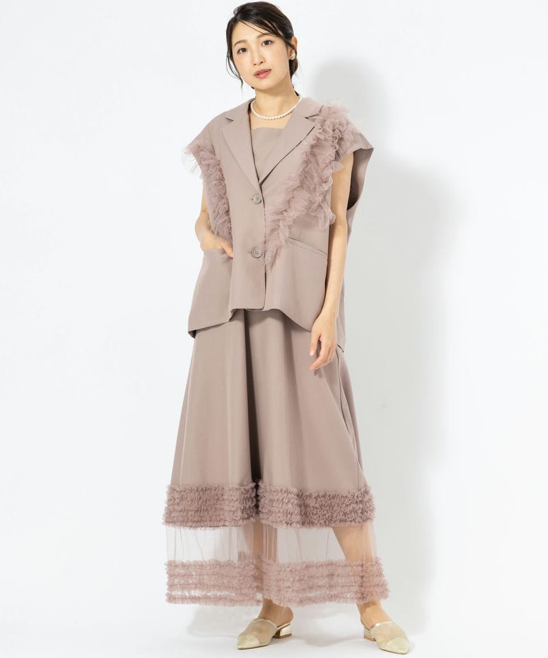 Leja レジャ チュールフリルセットアップドレス ピンク系 | 結婚式