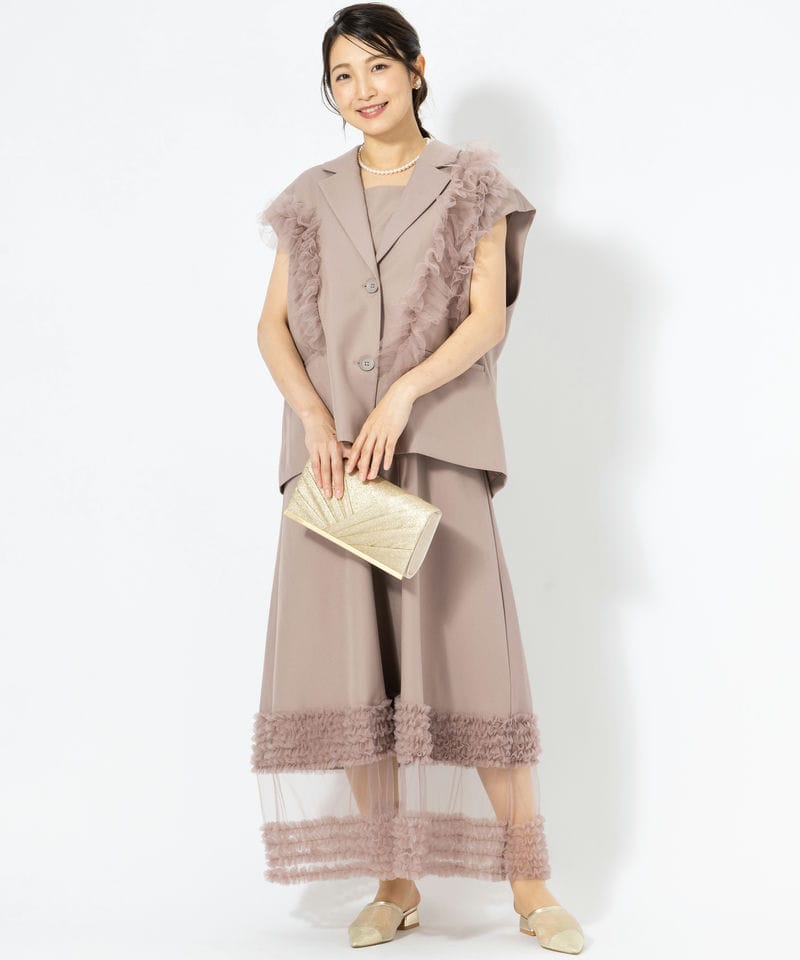 Leja レジャ チュールフリルセットアップドレス ピンク系 | 結婚式