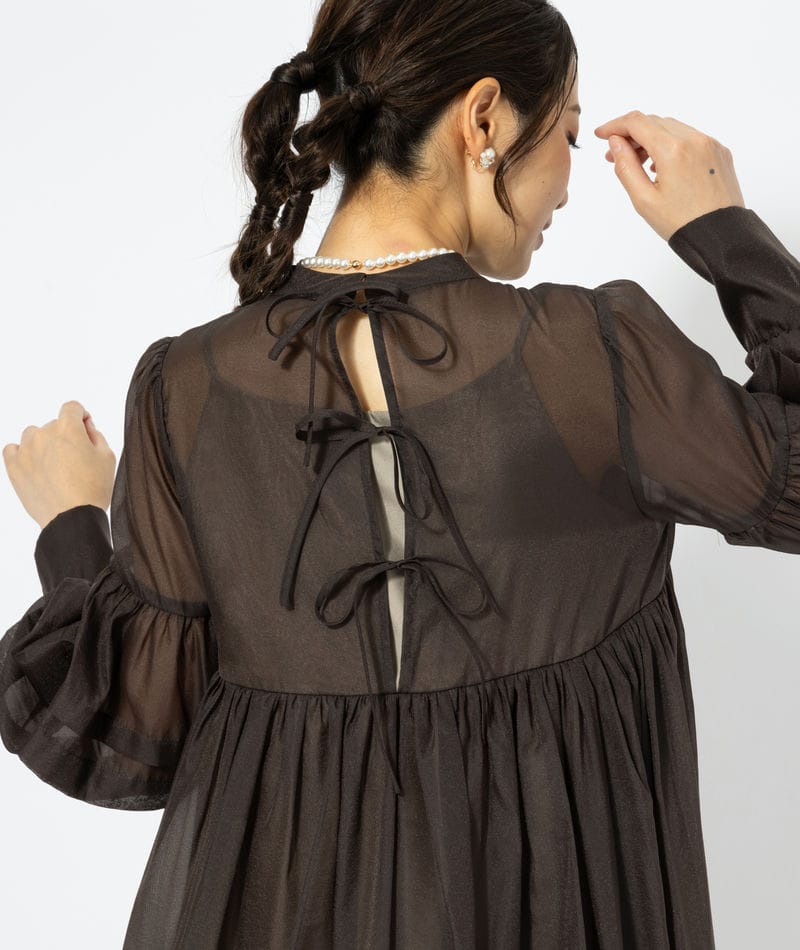 etoll. エトル ベビーコアシアーボリュームドレス ブラウン系 | 結婚式