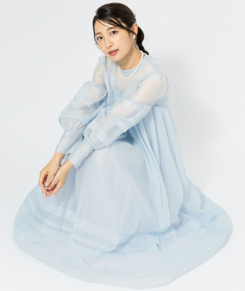 etoll. エトル ベビーコアシアーボリュームドレス ブルー系 | 結婚式
