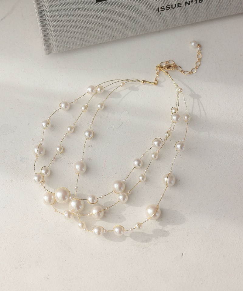 Select Shop ワイヤー3連パールネックレス その他 x ホワイト系 x