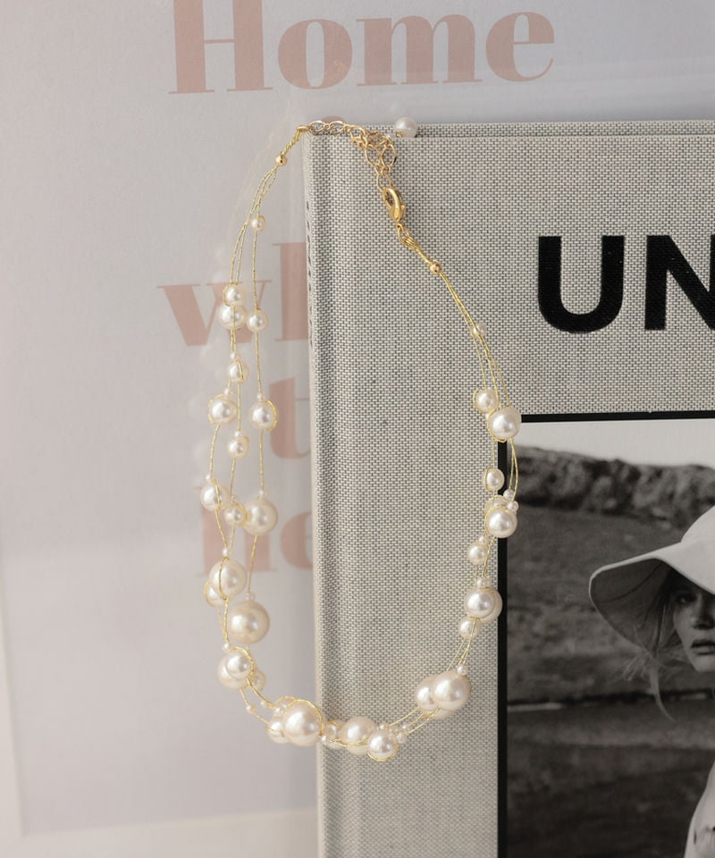 Select Shop ワイヤー3連パールネックレス その他 x ホワイト系 x