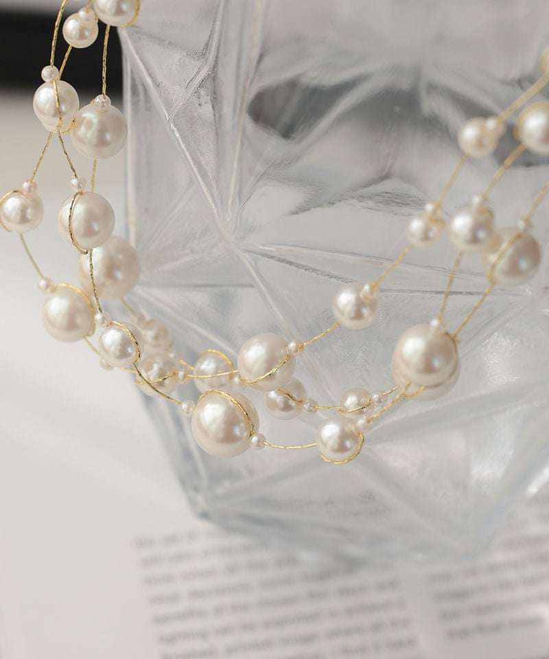 Select Shop ワイヤー3連パールネックレス その他 x ホワイト系 x