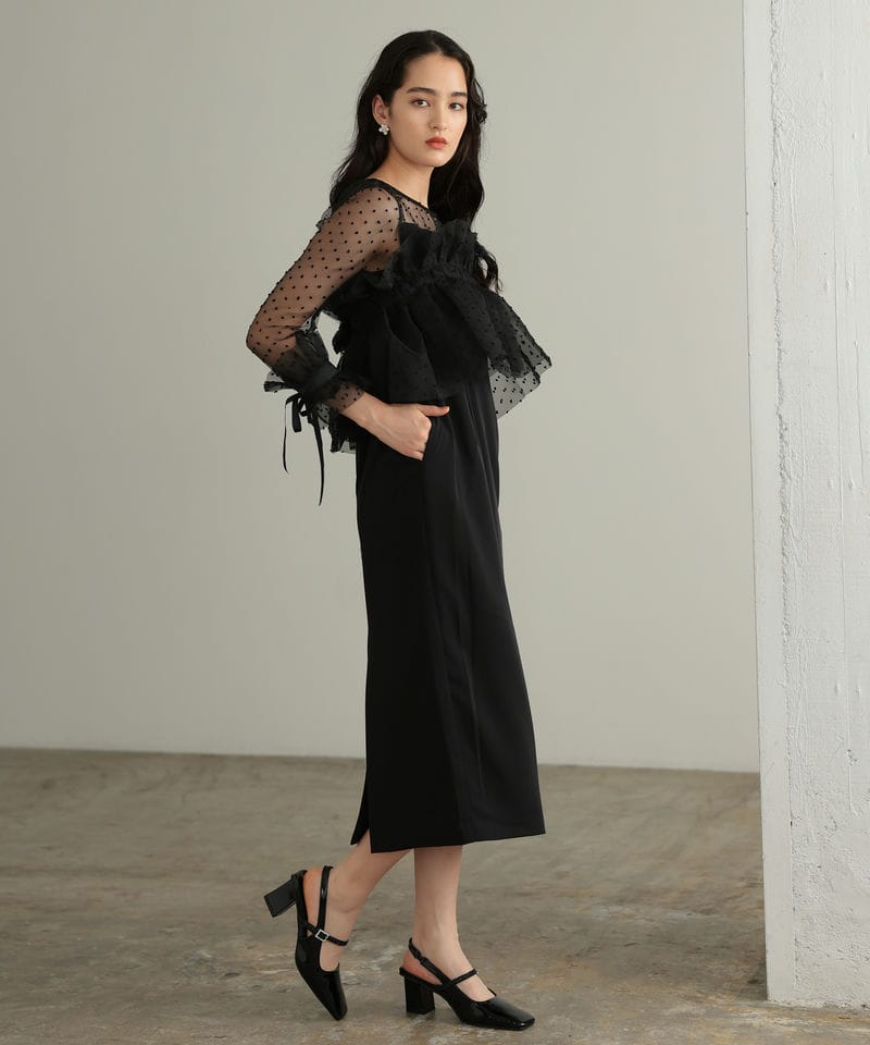 Select Shop メニーウェイラッフルケープドレス ブラック系 | 結婚式