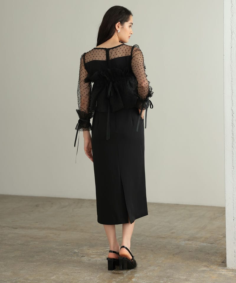 Select Shop メニーウェイラッフルケープドレス ブラック系 | 結婚式