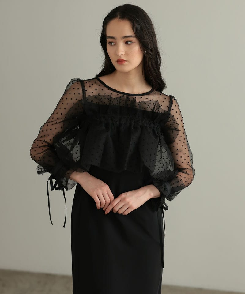 Select Shop メニーウェイラッフルケープドレス ブラック系 | 結婚式