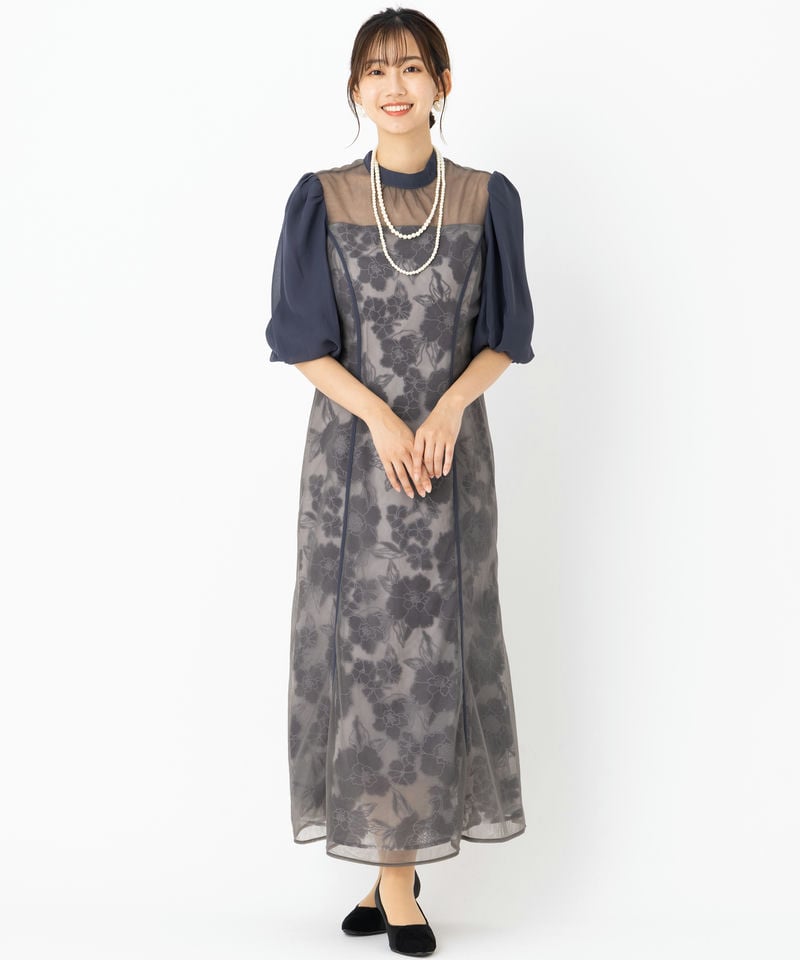 Leja レジャ 花柄オーガンジーレースマーメイドドレス ブルー系 | 結婚