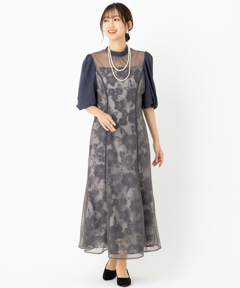 Leja レジャ 花柄オーガンジーレースマーメイドドレス ブルー系 | 結婚