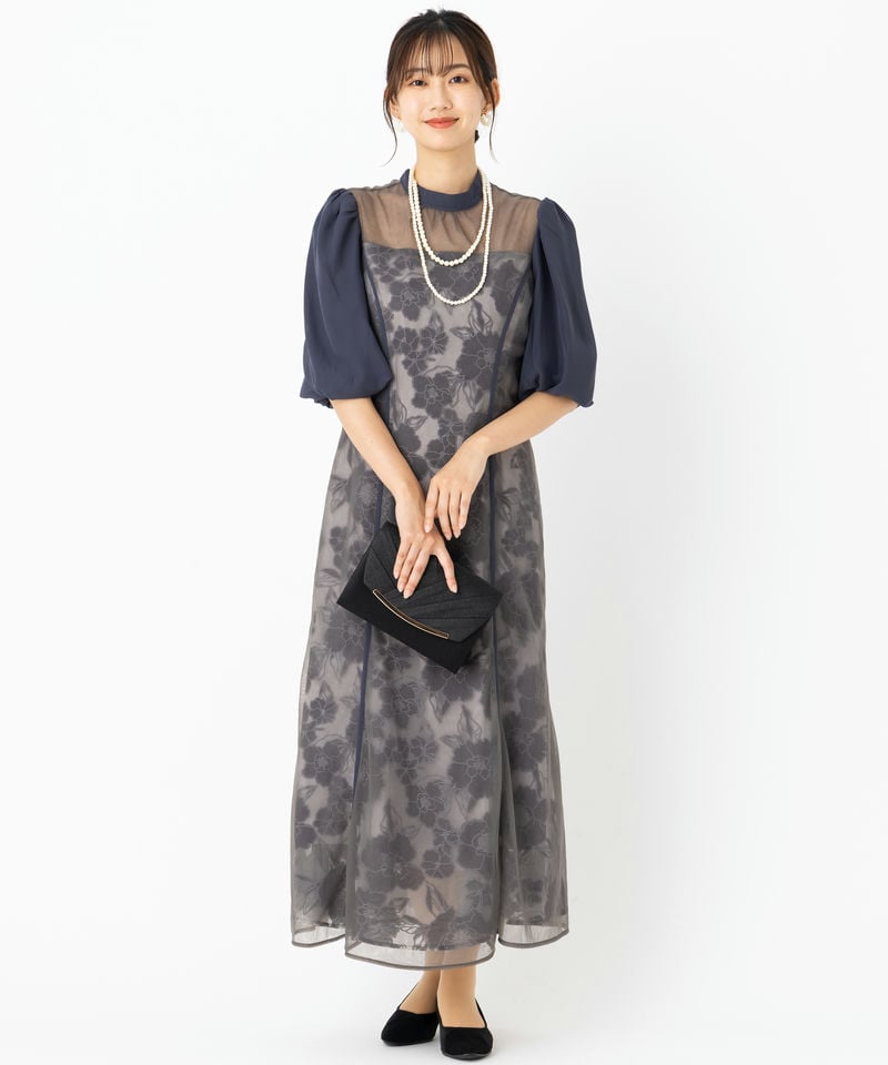 Leja レジャ 花柄オーガンジーレースマーメイドドレス ブルー系 | 結婚