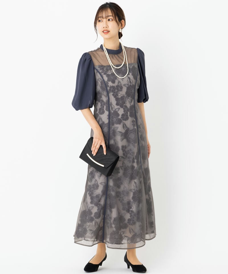 Leja レジャ 花柄オーガンジーレースマーメイドドレス ブルー系 | 結婚