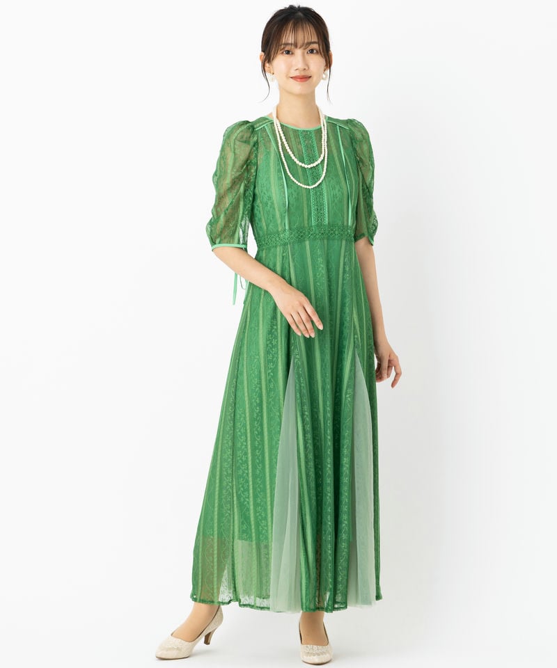 LilyBrown リリーブラウン レーススイッチングドレス グリーン系