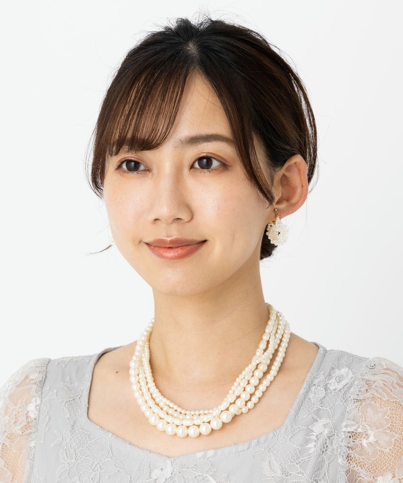 AneMone アネモネ レースパールイヤリング ホワイト系 x ゴールド系