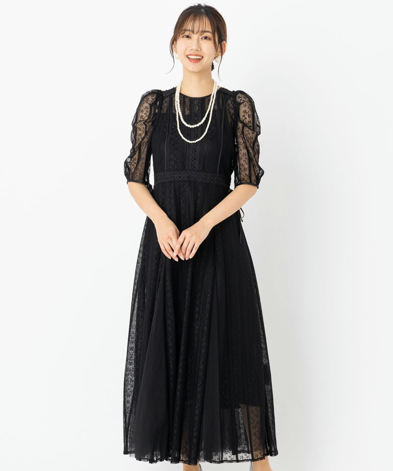 LilyBrown リリーブラウン レーススイッチングドレス ブラック系