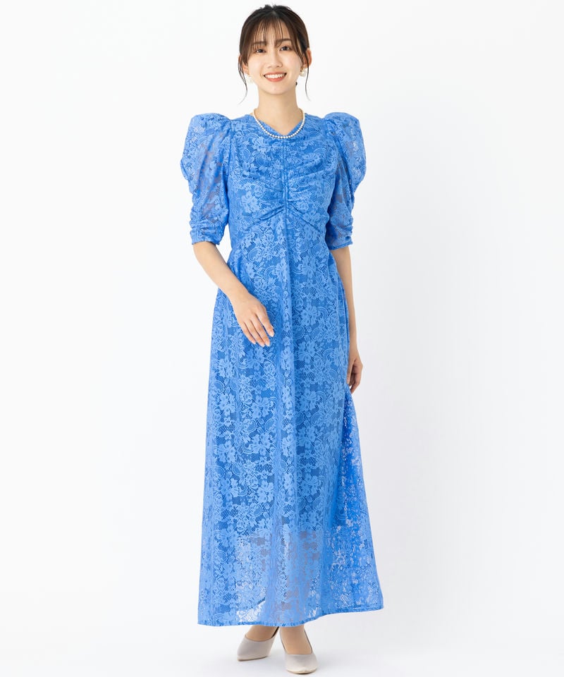 SNIDEL スナイデル バックデザインレースドレス ブルー系 | 結婚式