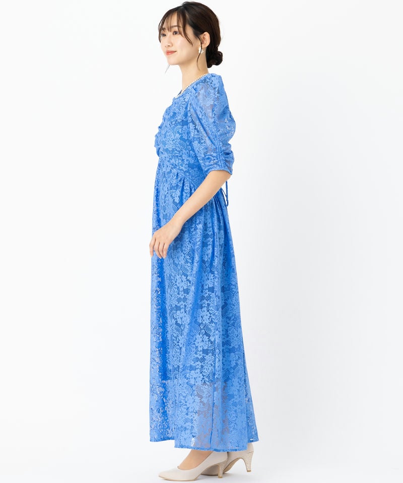 SNIDEL スナイデル バックデザインレースドレス ブルー系 | 結婚式