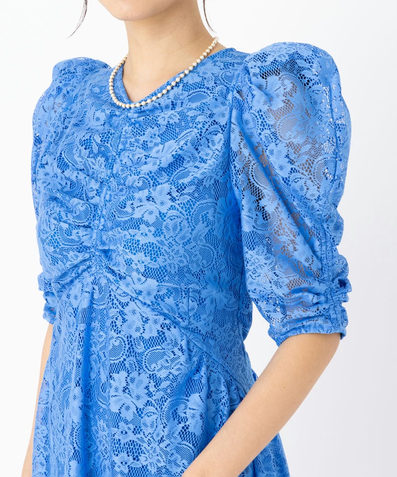 SNIDEL スナイデル バックデザインレースドレス ブルー系 | 結婚式