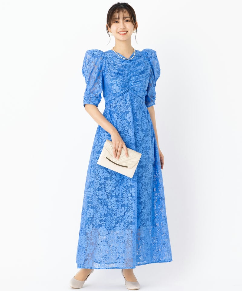 SNIDEL スナイデル バックデザインレースドレス ブルー系 | 結婚式