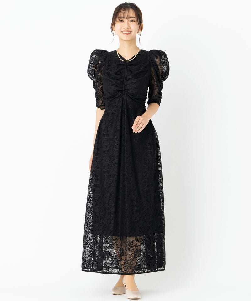 SNIDEL オケージョンドレス　ブラック SNIDEL スナイデル バックデザインレースドレス ブラック系 | 結婚式