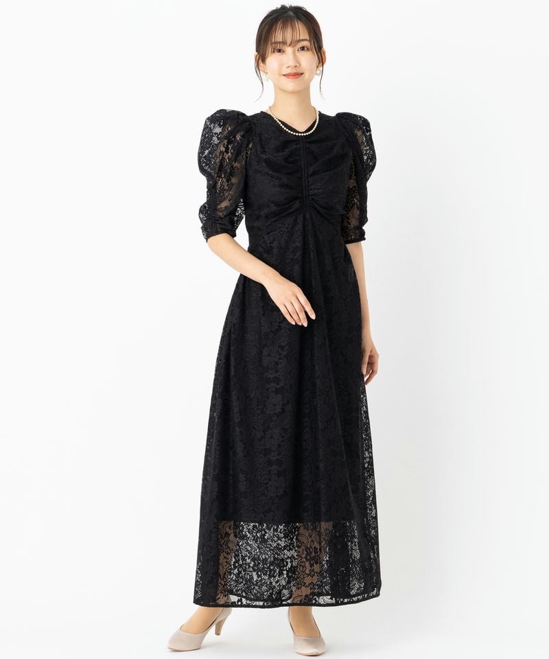 SNIDEL スナイデル バックデザインレースドレス ブラック系 | 結婚式