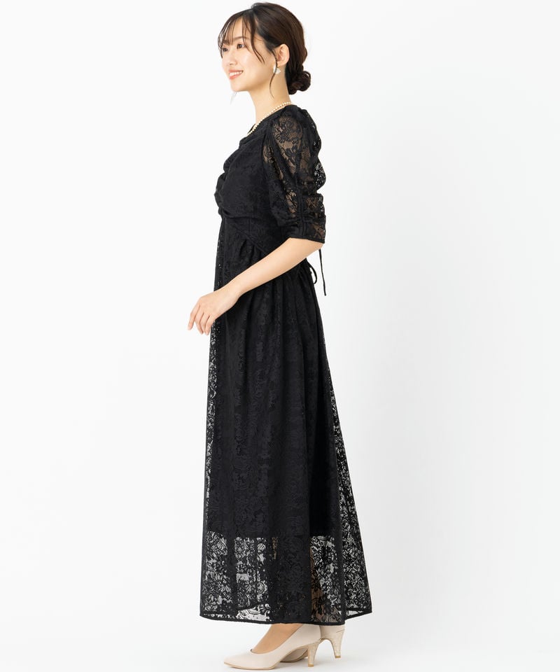 SNIDEL スナイデル バックデザインレースドレス ブラック系 | 結婚式