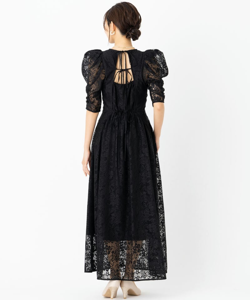SNIDEL スナイデル バックデザインレースドレス ブラック系 | 結婚式