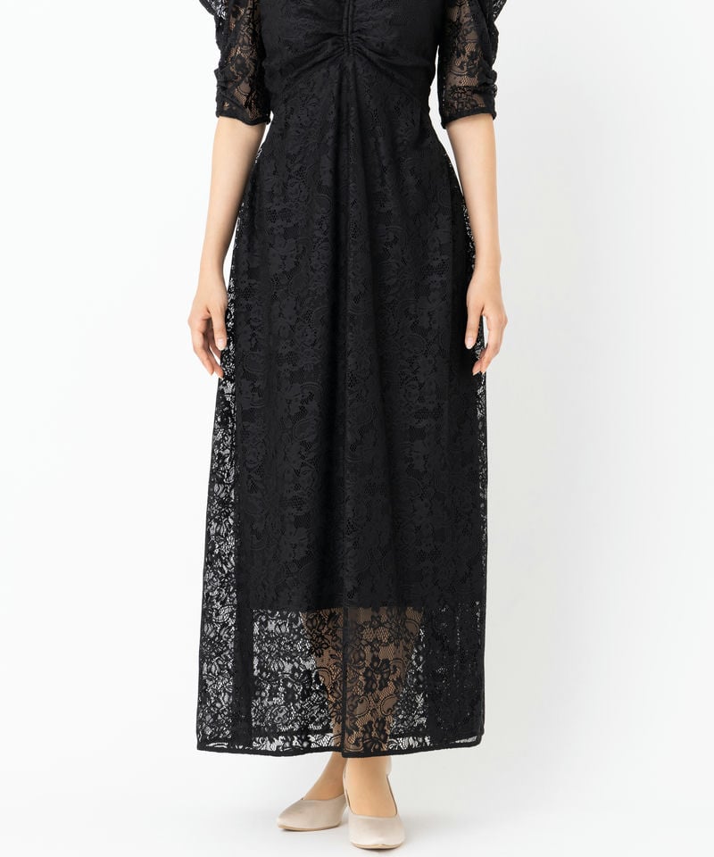 SNIDEL スナイデル バックデザインレースドレス ブラック系 | 結婚式