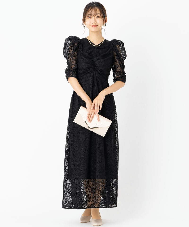 SNIDEL スナイデル バックデザインレースドレス ブラック系 | 結婚式