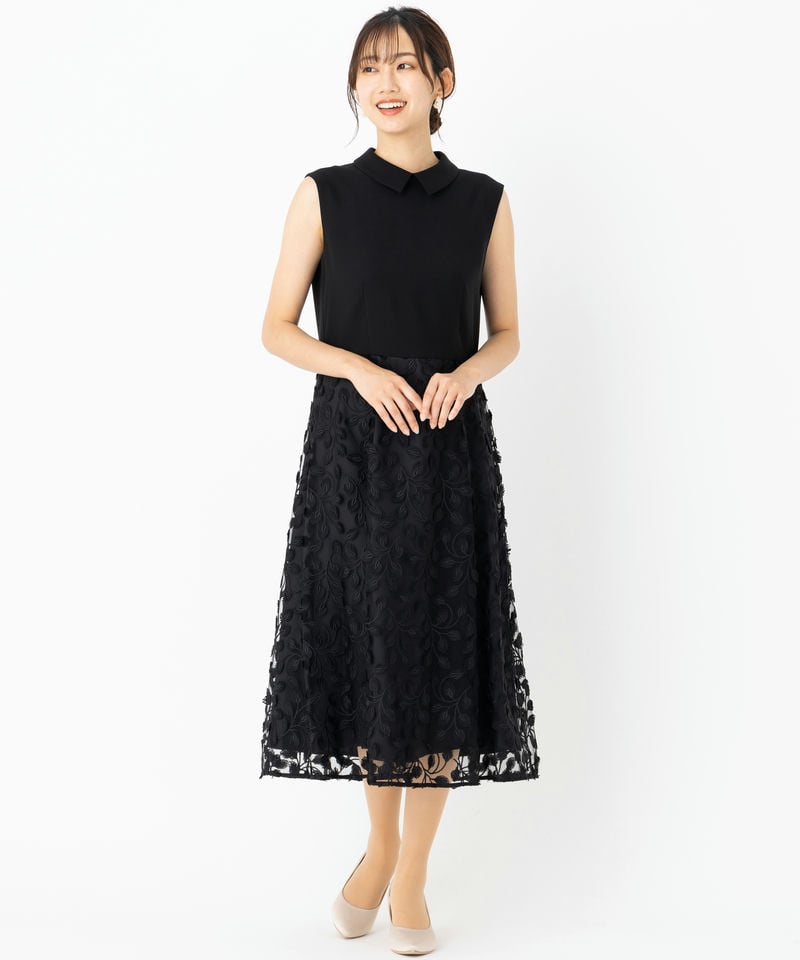 23区 バックサテンストレッチドレス ブラック系 | 結婚式パーティーの