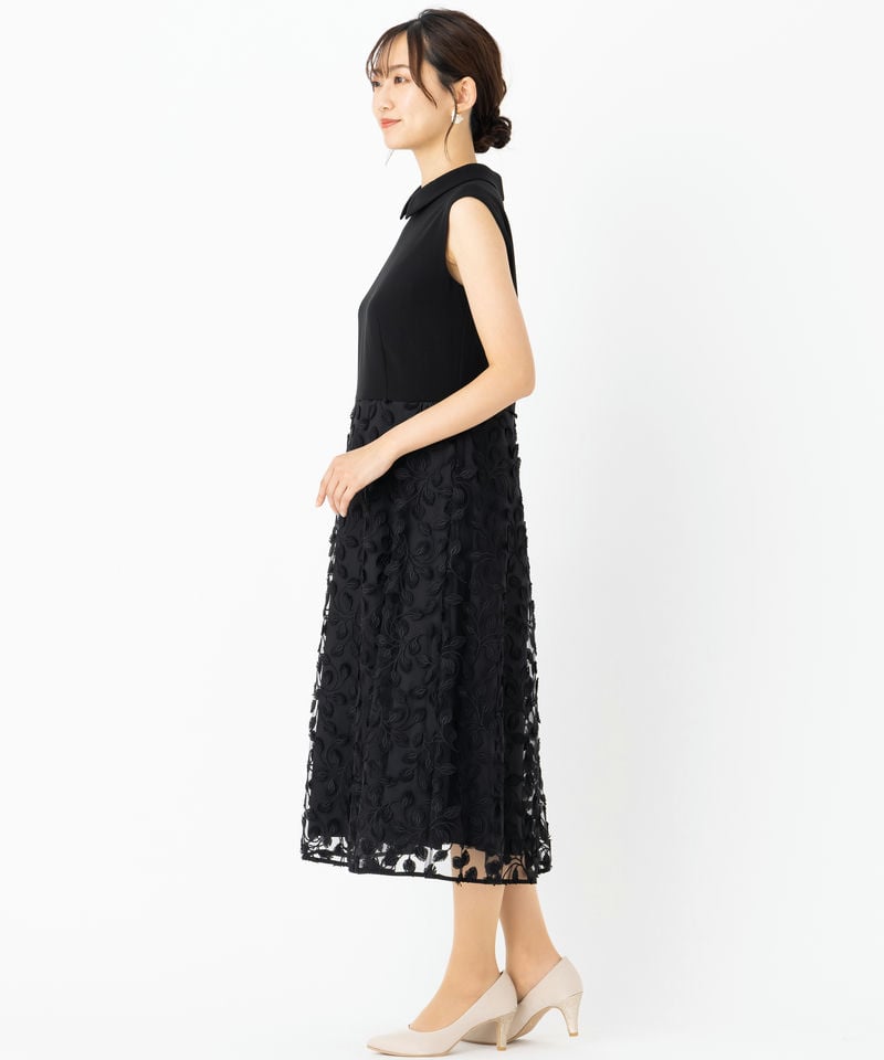 23区 バックサテンストレッチドレス ブラック系 | 結婚式パーティーの
