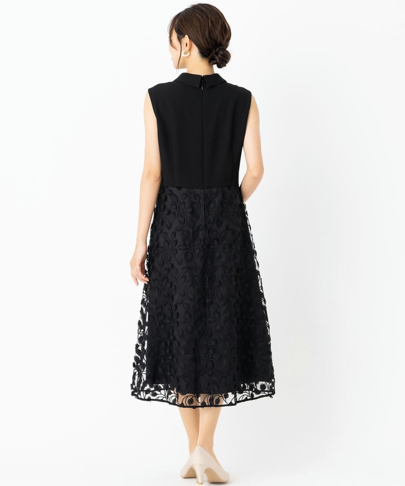 23区 バックサテンストレッチドレス ブラック系 | 結婚式パーティーの