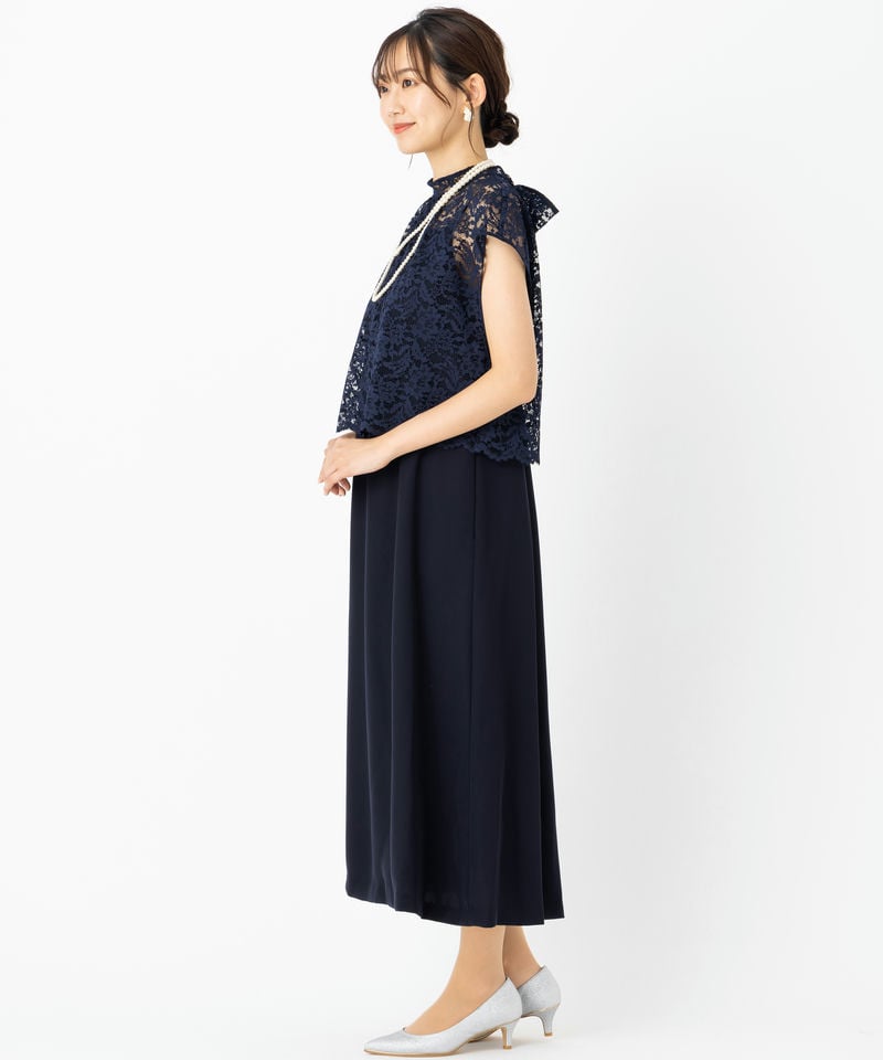 23区 レースコンビバックリボンドレス ネイビー系 | 結婚式パーティー