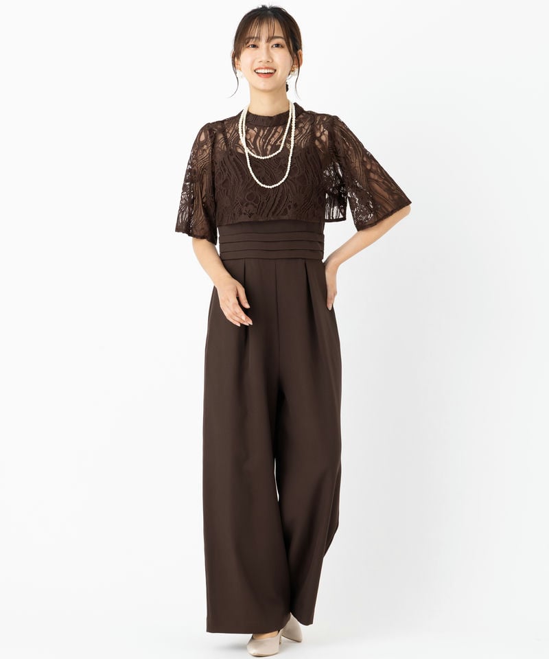 Select Shop レーストップス付きパン ツドレス ブラウン系 | 結婚式
