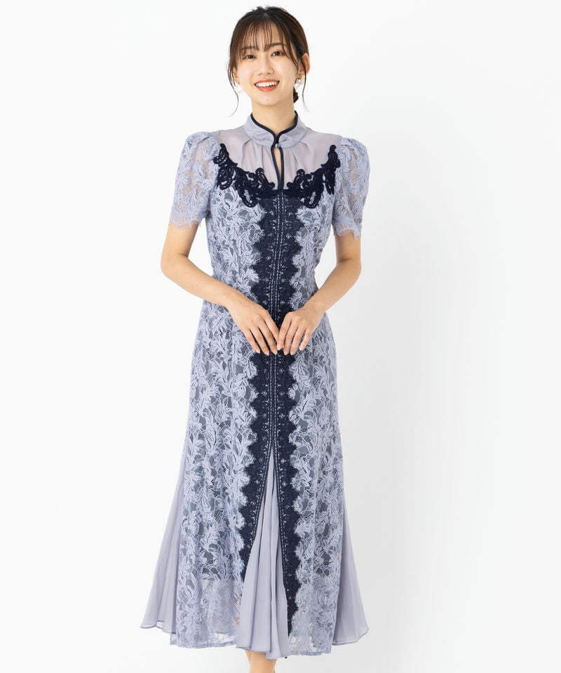 SNIDEL スナイデル ボリュームフレアレースドッキングドレス その他 x