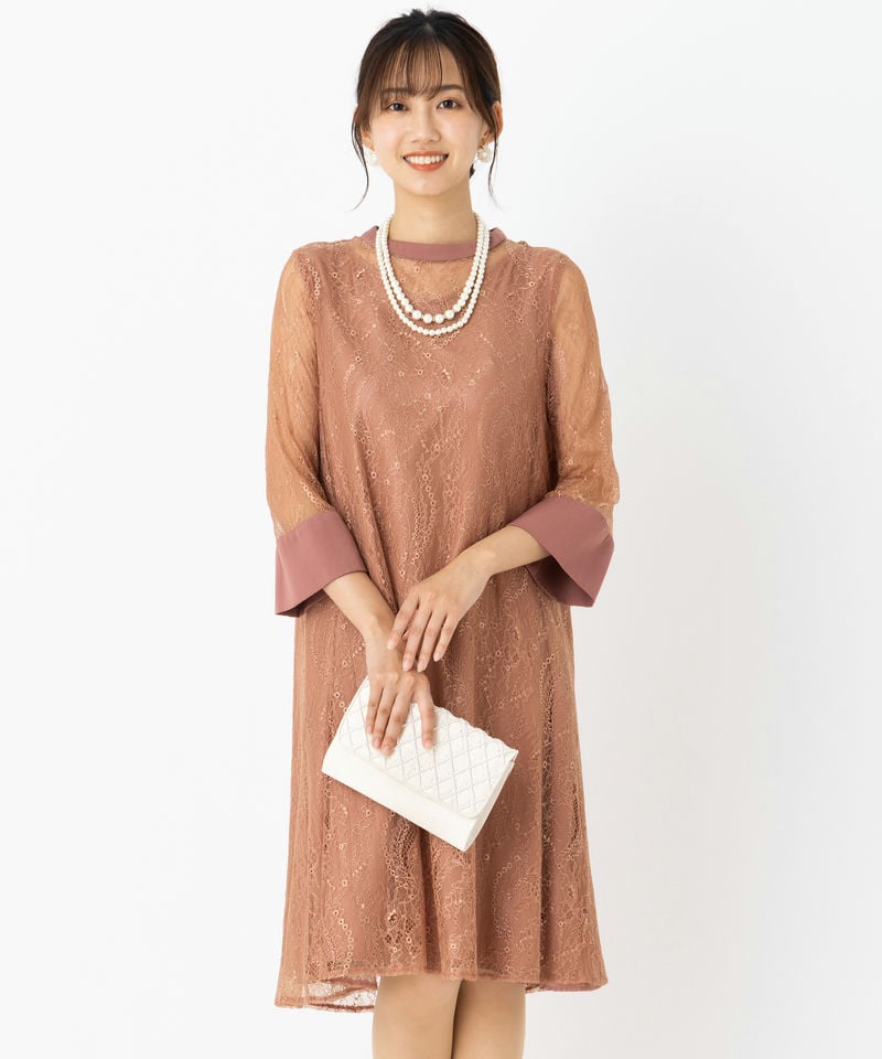 Aimer 【ドレス3点セット】エメ スタンドネック総レースリンクドレス