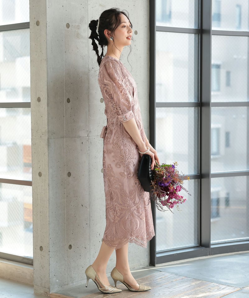 Select Shop エンブロイダリーコクーンドレス その他 x ピンク系