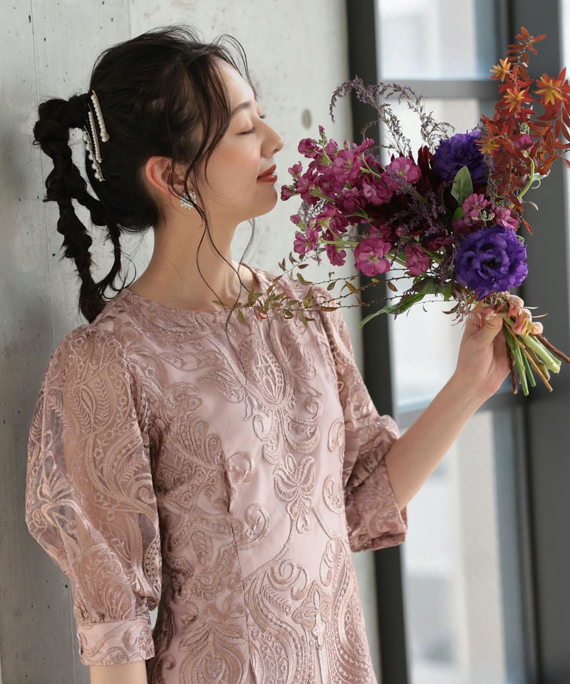 Select Shop エンブロイダリーコクーンドレス その他 x ピンク系