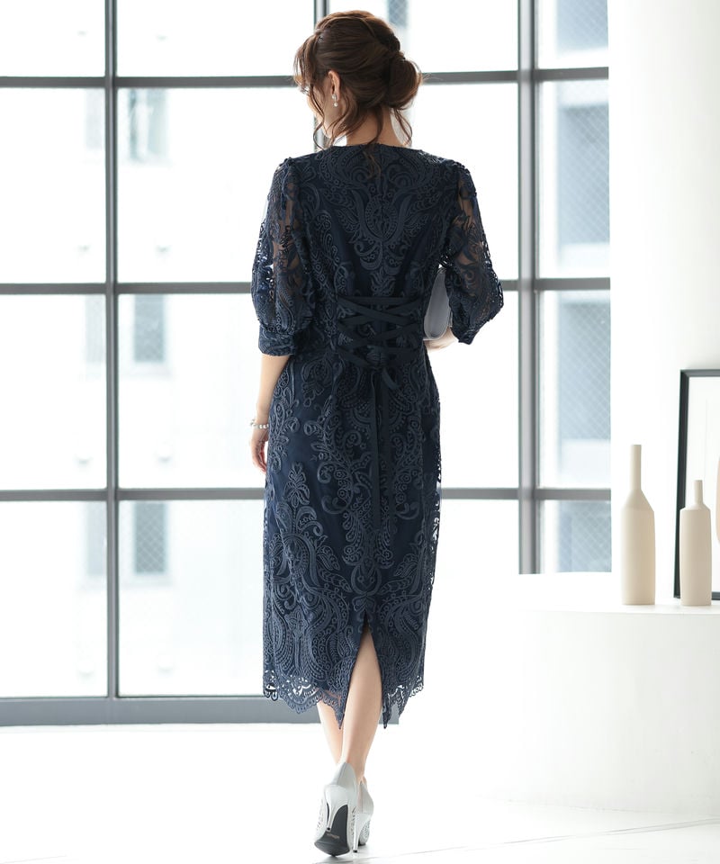 Select Shop エンブロイダリーコクーンドレス ネイビー系 | 結婚式