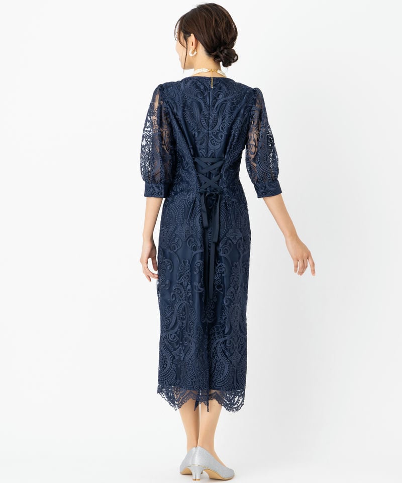 Select Shop エンブロイダリーコクーンドレス ネイビー系 | 結婚式