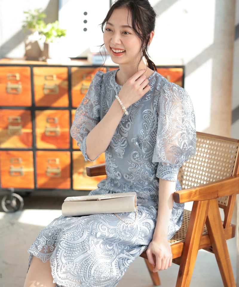 Select Shop エンブロイダリーコクーンドレス その他 x ブルー系