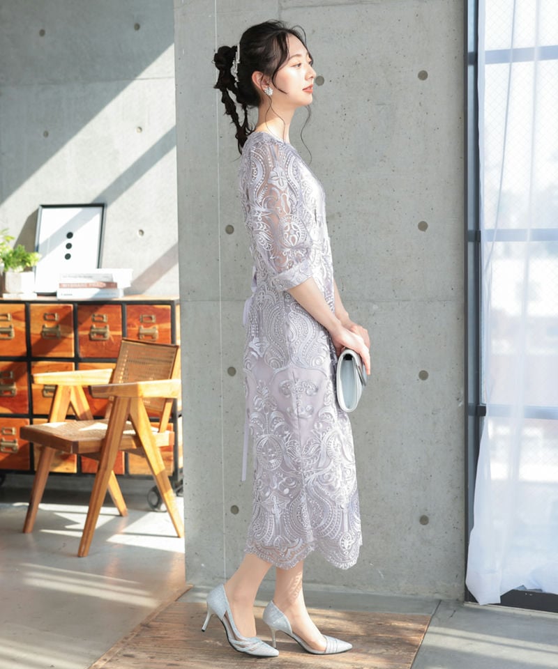 Select Shop エンブロイダリーコクーンドレス その他 x パープル系