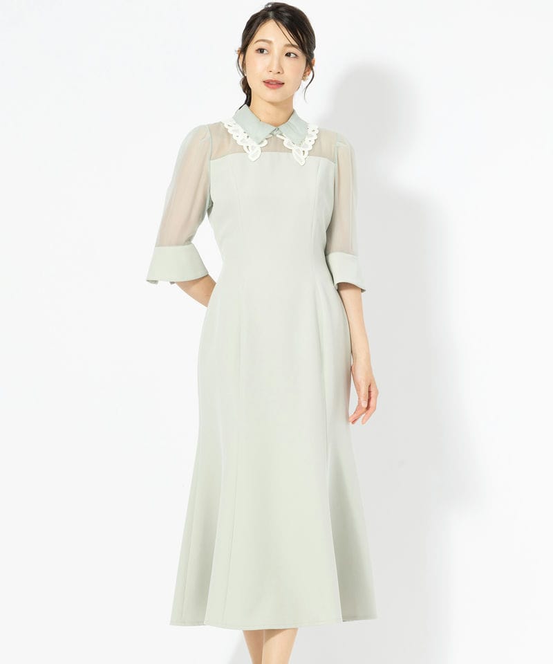 SNIDEL スナイデル ダブルカラーマーメイドドレス グリーン系 | 結婚式