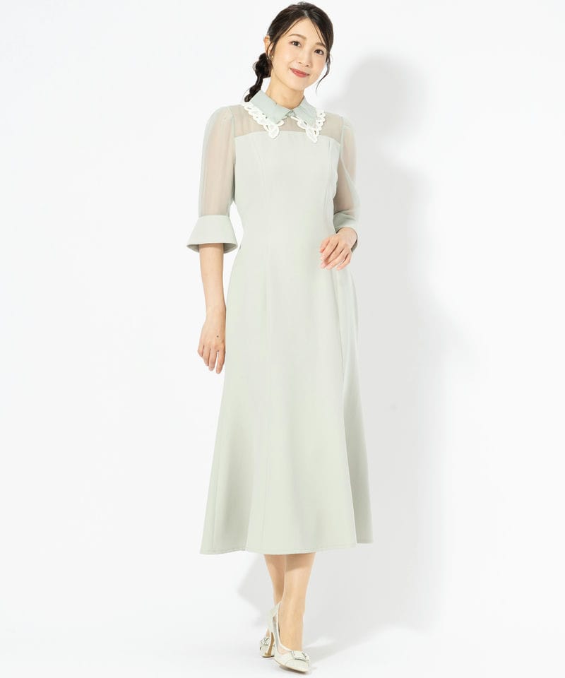 SNIDEL スナイデル ダブルカラーマーメイドドレス グリーン系 | 結婚式